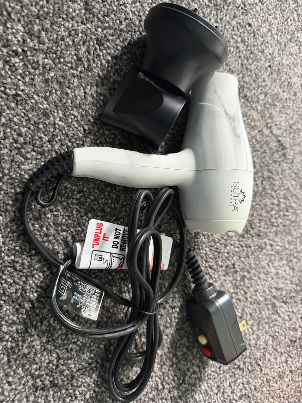 Sutra Compact Travel Hair Dryer in Light Gray marble